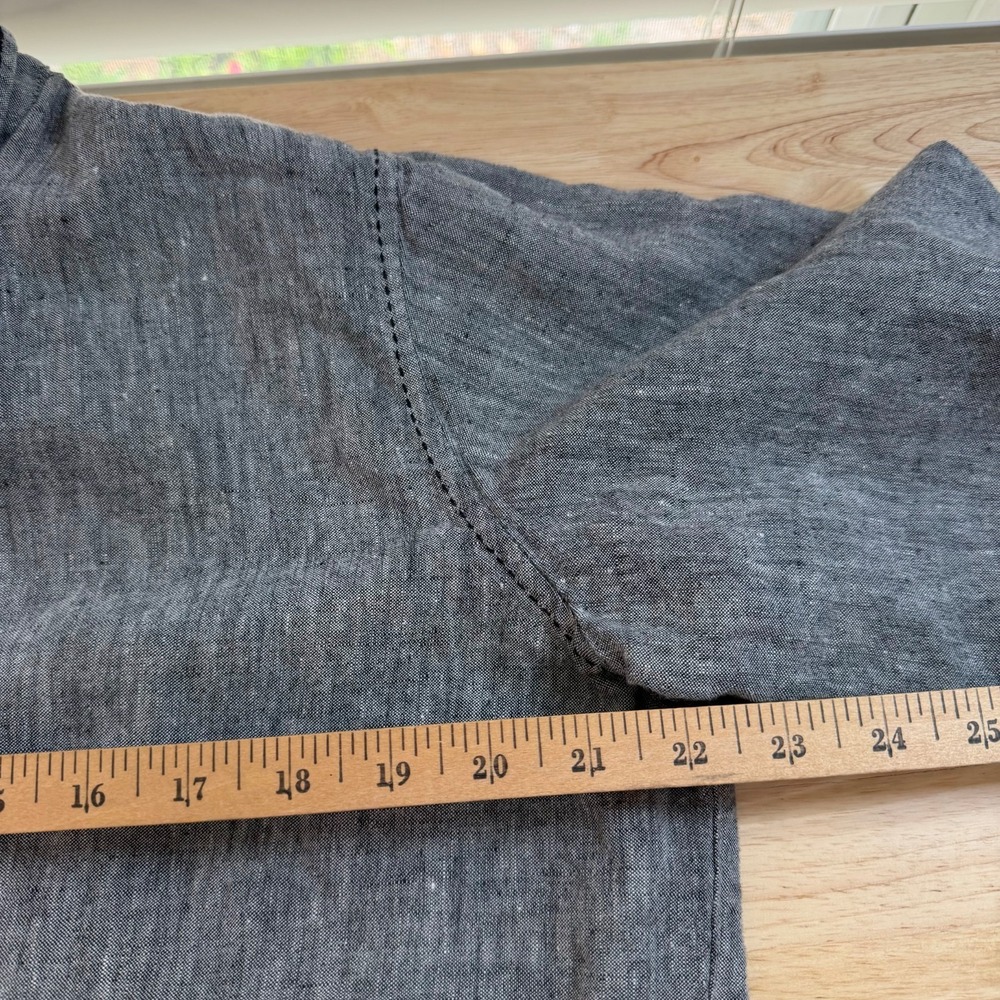 Chicos Shirt Womens Gray Woven Button Front Long Sleeve Blouse Linen 3 XL VTG - Picture 9 of 11